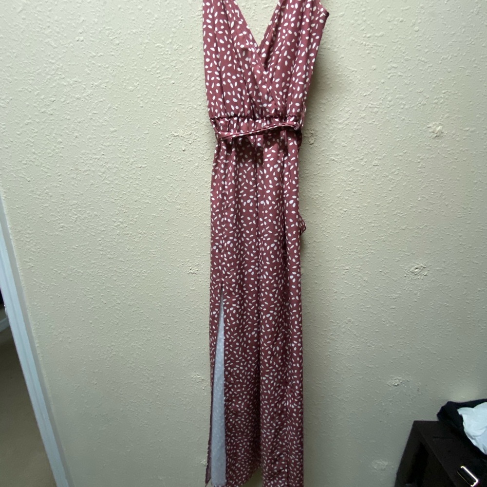 Red and White Polka Dot Maxi Dress